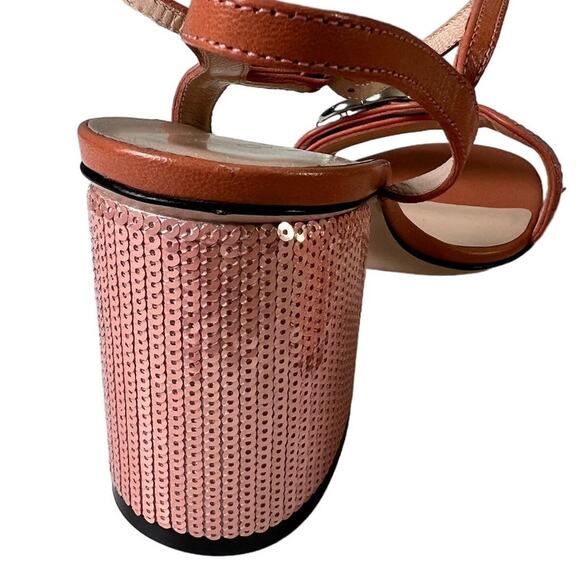 Gucci Pink Sequin GG Marmont Mid Heeled Sandals 37 - Picture 9 of 13